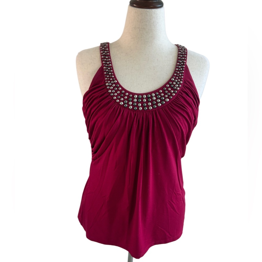 WHBM | Red sleeveless Tunic with Silver Studs & Built in Shelf Bra | size M